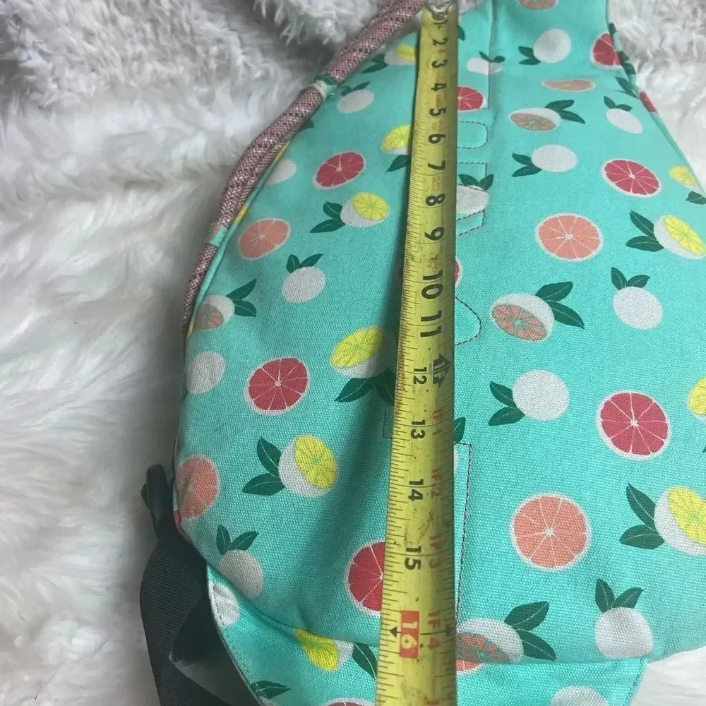 Kavu rope sling back canvas mint green with Orange,yellow, green fruit prints.